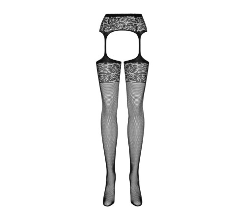 Сітчасті панчохи-стокінги з імітацією гартерів Obsessive Garter stockings S500S/M/L, чорні, з доступ