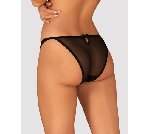 Напівпрозорі трусики з підвіскою Obsessive Ivannes panties black S/M, чорні