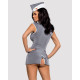 Еротичний костюм стюардеси Obsessive Stewardess 3 pcs costume grey S/M, сірий, сукня, стрінги, пілот