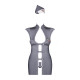 Еротичний костюм стюардеси Obsessive Stewardess 3 pcs costume grey S/M, сірий, сукня, стрінги, пілот