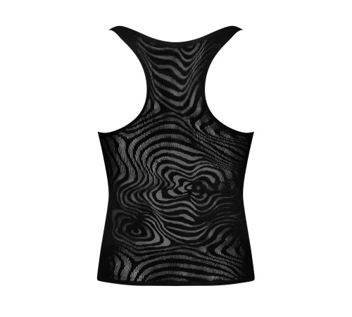 Чоловіча напівпрозора майка-борцовка з візерунком Obsessive T103 tank top S/M/L, чорна