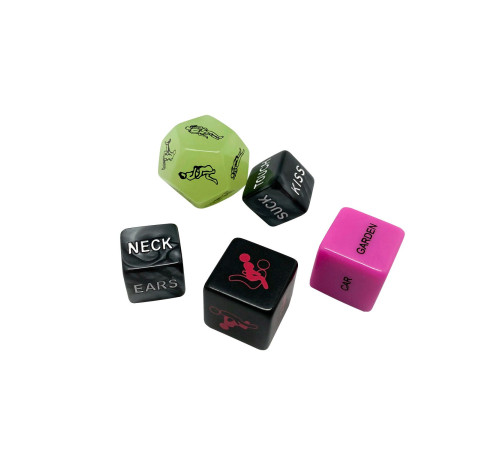 Набір кубиків Wooomy Ooo 5 Dice Set (EN): місця та пози для сексу, інтимні дії та частини тіла