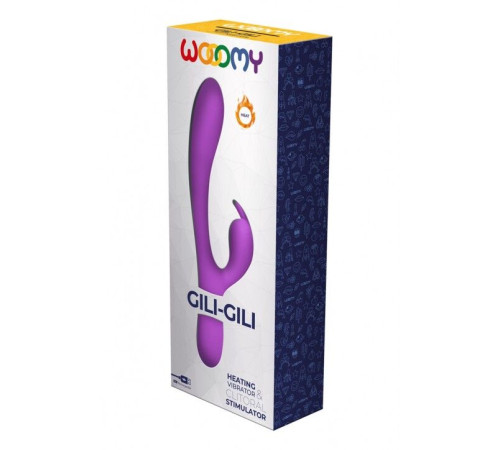 Вібратор-кролик Wooomy Gili-Gili Vibrator with Heat Purple, відросток з вушками, підігрів до 40°С