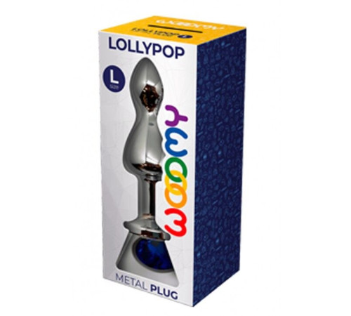 Металева анальна пробка Wooomy Lollypop Double Ball Metal Plug Blue L діаметр 3,5 см, довжина 10,5см