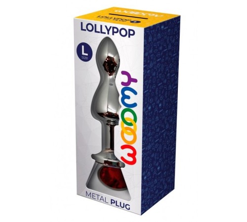 Металева анальна пробка Wooomy Lollypop Double Ball Metal Plug Red L діаметр 3,5 см, довжина 10,5 см