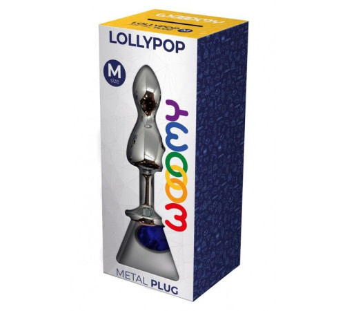 Металева анальна пробка Wooomy Lollypop Double Ball Metal Plug Blue M діаметр 3,1 см, довжина 9,4 см