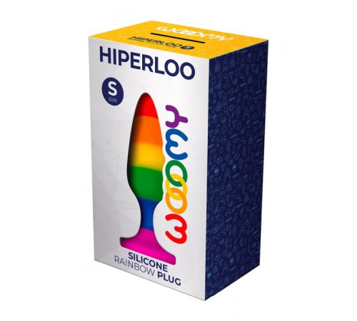 Силіконова анальна пробка Wooomy Hiperloo Silicone Rainbow Plug S, діаметр 2,4 см, довжина 9 см