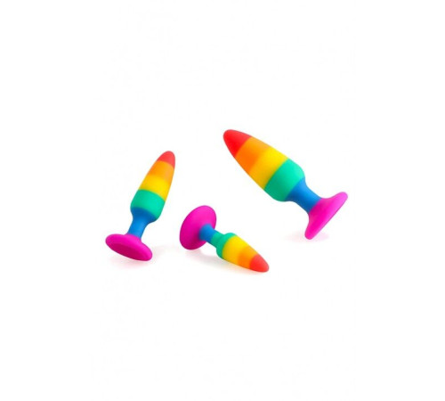 Силіконова анальна пробка Wooomy Hiperloo Silicone Rainbow Plug S, діаметр 2,4 см, довжина 9 см