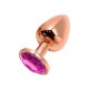 Металева анальна пробка Wooomy Tralalo Rose Gold Metal Plug Magenta L, діаметр 4 см, довжина 9 см