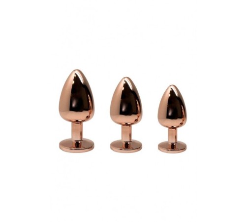 Металева анальна пробка Wooomy Tralalo Rose Gold Metal Plug Magenta L, діаметр 4 см, довжина 9 см