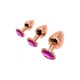 Металева анальна пробка Wooomy Tralalo Rose Gold Metal Plug Magenta L, діаметр 4 см, довжина 9 см