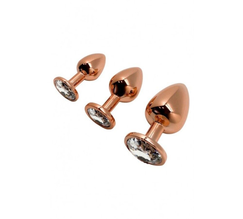 Металева анальна пробка Wooomy Tralalo Rose Gold Metal Plug Size L, діаметр 4 см, довжина 9 см