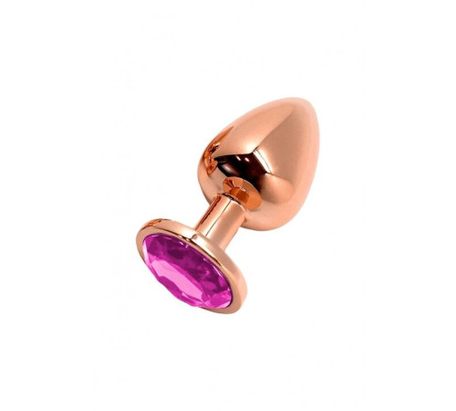 Металева анальна пробка Wooomy Tralalo Rose Gold Metal Plug Magenta S, діаметр 2,8 см, довжина 7 см