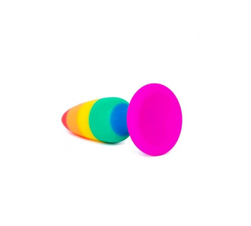 Силіконова анальна пробка Wooomy Hiperloo Silicone Rainbow Plug L, діаметр 3,9 см, довжина 13,1 см