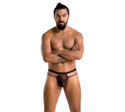 Чоловічі прозорі стринги Passion 029 THONG COLLIN L/XL Black, сітка