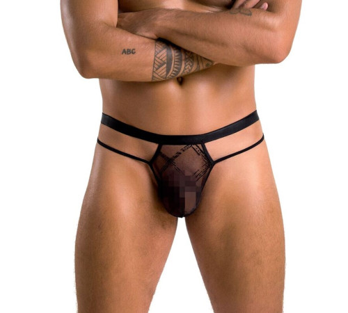 Чоловічі прозорі стринги Passion 029 THONG COLLIN L/XL Black, сітка