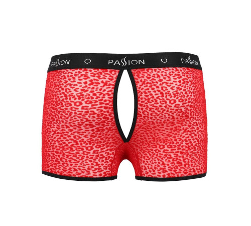 Чоловічі прозорі боксери Passion 046 SHORT PARKER L/XL Red, сітка, під леопард