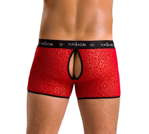 Чоловічі прозорі боксери Passion 046 SHORT PARKER L/XL Red, сітка, під леопард