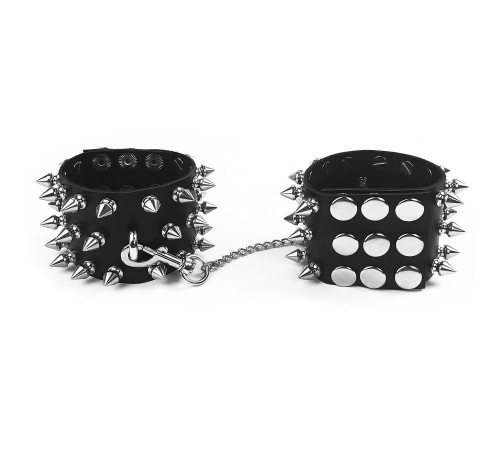 Наручники з шипами Art of Sex - Rose Spiked Leather Handcuffs, натуральна шкіра