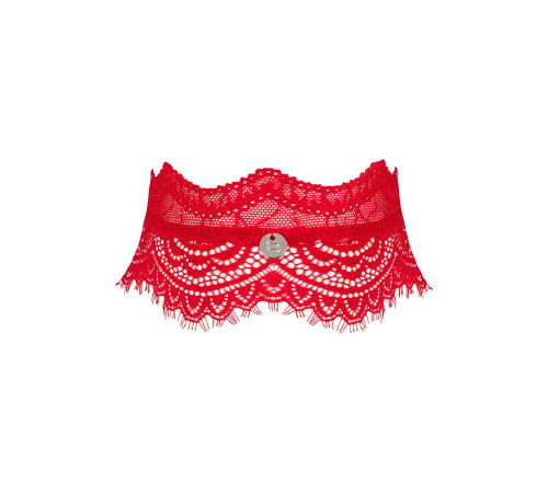 Широкий мереживний чокер Obsessive Bergamore choker, red