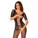 Сітчастий бодістокінг з квітковим малюнком Obsessive Bodystocking F238 S/M/L, black, з доступом, імі