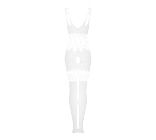 Сітчастий бодістокінг з імітацією топа та шортів Obsessive Bodystocking G330 S/M/L, white, з доступо