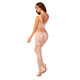 Сітчастий бодістокінг з імітацією топа та шортів Obsessive Bodystocking G330 S/M/L, white, з доступо