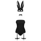 Еротичний костюм кролика Obsessive Bunny costume S/M, black, боді, чокер, гартери, панчохи, маска