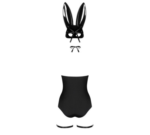 Еротичний костюм кролика Obsessive Bunny costume S/M, black, боді, чокер, гартери, панчохи, маска