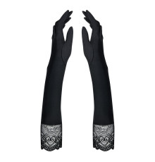 Високі рукавички з каменями та мереживом Obsessive Miamor gloves, black