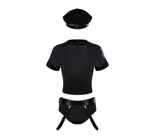 Еротичний костюм поліцейського Obsessive Police set S/M, black, топ, шорти, кепка, пояс, портупея