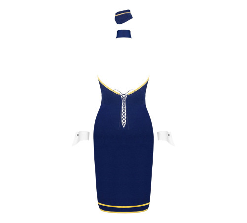 Еротичний костюм стюардеси Obsessive Stewardess uniform M/L, blue, сукня, пілотка, шарф, манжети