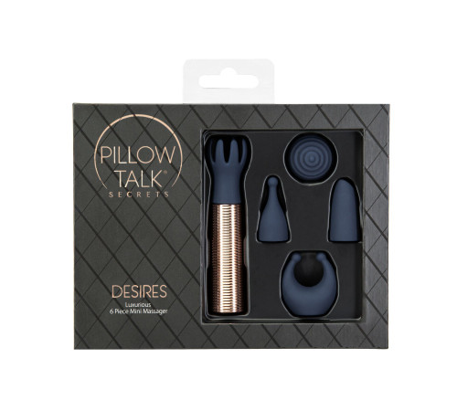 Вібромасажер Pillow Talk Secrets Desires 6-Piece Mini Massager Set - Navy