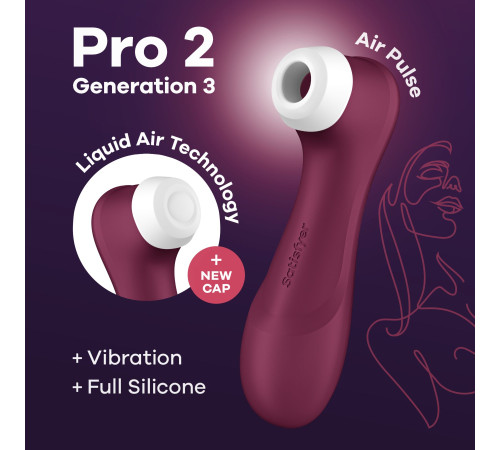 Вакуумний кліторальний стимулятор Satisfyer Pro 2 Generation 3 with Liquid Air Wine Red