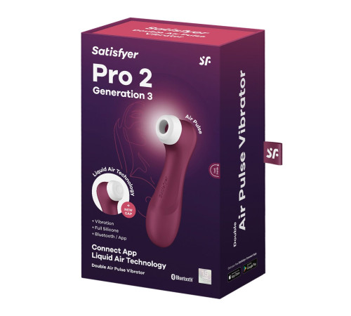 Вакуумний кліторальний стимулятор Satisfyer Pro 2 Generation 3 with Liquid Air Connect App Wіnе Red