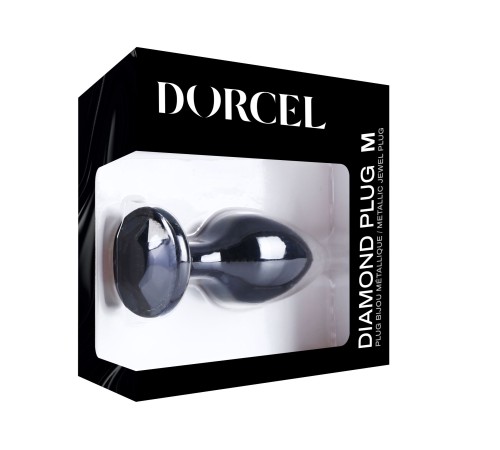 Металева анальна пробка з кристалом Dorcel Diamond Plug Black M