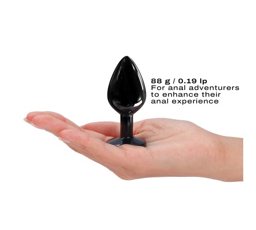 Металева анальна пробка з кристалом Dorcel Diamond Plug Black M