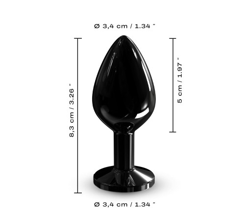 Металева анальна пробка з кристалом Dorcel Diamond Plug Black M