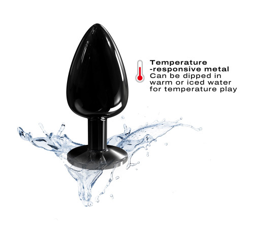 Металева анальна пробка з кристалом Dorcel Diamond Plug Black L