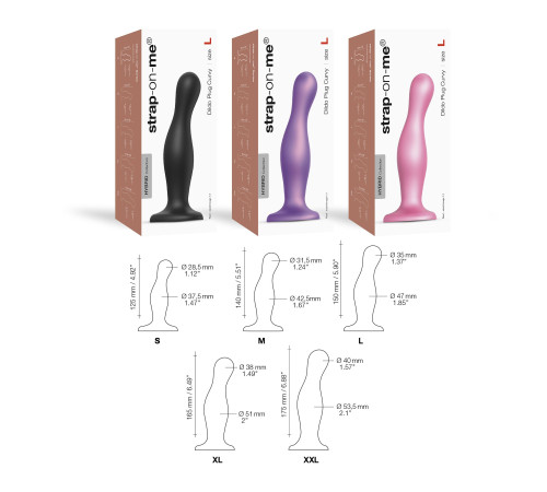 Насадка для страпона Strap-On-Me Dildo Plug Curvy Rose Dragee Metallic M