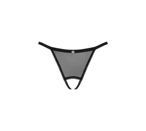 Прозорі стрінги з доступом Obsessive Celia Noir crotchless thong XS/S