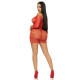 Сукня-сітка з сердечками Leg Avenue Heart net mini dress Red, зав’язки, відкриті плечі, one size