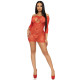 Сукня-сітка з сердечками Leg Avenue Heart net mini dress Red, зав’язки, відкриті плечі, one size