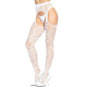 Ажурні колготки із сердечками Leg Avenue Heart White, one size, імітація панчіх