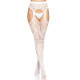 Ажурні колготки із сердечками Leg Avenue Heart White, one size, імітація панчіх