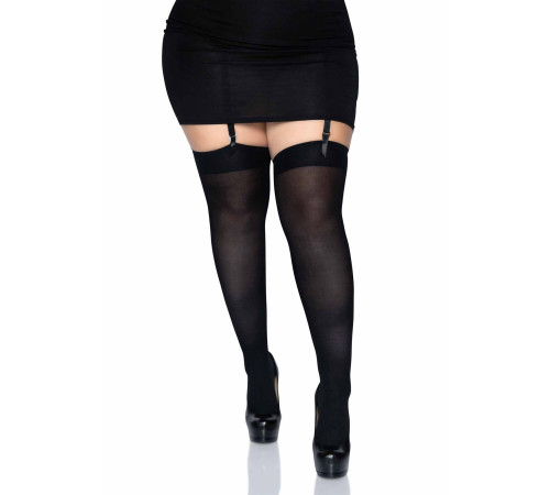 Щільні непрозорі панчохи Leg Avenue Nylon Thigh Highs Black, plus size