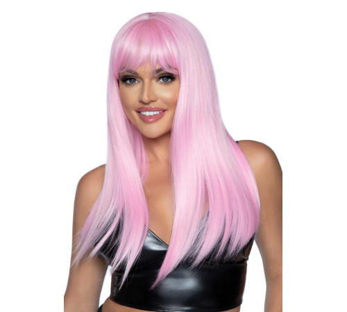 Довга рожева перука Leg Avenue Long straight bang wig Pink, гладенька, 61 см