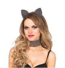 Набір кішечки зі стразами Leg Avenue Cat ear headband & choker set, широкий чокер та вушка