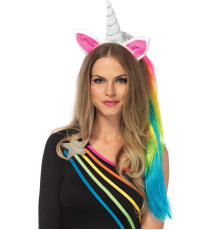 Обруч ріг єдинорога Leg Avenue Magical Unicorn Headband, з райдужною гривою