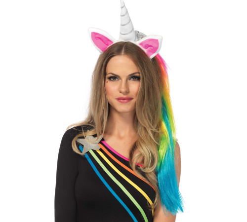 Обруч ріг єдинорога Leg Avenue Magical Unicorn Headband, з райдужною гривою